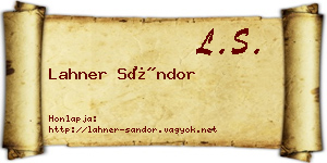 Lahner Sándor névjegykártya